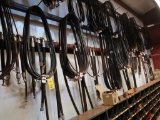 LOT: Assorted Hydraulic Hoses & V-Belts (hanging on wall)