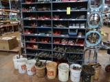 LOT: (4) Cubby Cabinets with Assorted Bolts, Nuts, Clamps, including Buckets on Floor