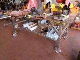 LOT: (2) Mobile Steel Tables - (1) 8 ft. x 4 ft. x 40 in. High with 8 in. Vise, (1) 4 ft. x 4 ft. x