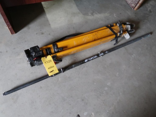 LOT: (1) Tripod, (1) Topcon Grade Rod