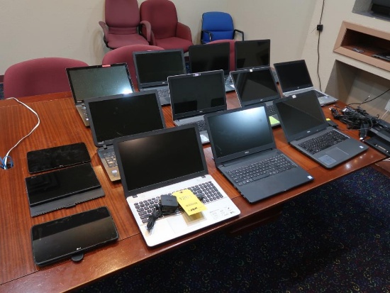 LOT: (8) Dell Laptop Computers, (2) Toshiba Laptop Computers, (1) Asus Laptop Computer, Chargers,