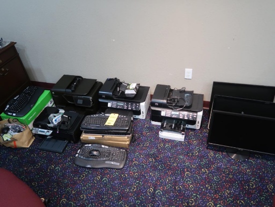 LOT: (4) Assorted Printers, (3) Assorted Monitors, Assorted Accessories