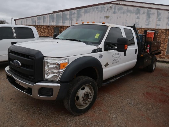 2015 Ford Model F-550, 4-Door Crew Cab Roustabout Truck, 6. 7L V8 Diesel, w/ Bed and Boxes, Pipe
