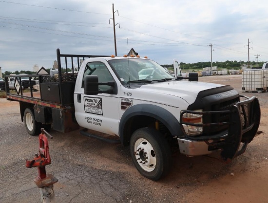 2008 Ford Single-Axle Flatbed Truck Model F-550 XL Super Duty, VIN 1FDAF57R48EE07902, Turbo Diesel,