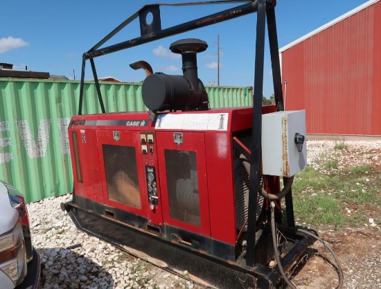 Skid Mounted Case Diesel Generator Model PX240, S/N DJA0019876, 6-Cylinder, 8973 hours