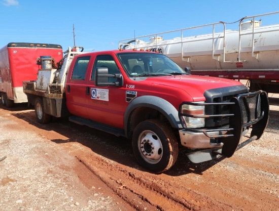 2008 Ford Single-Axle Crew Cab Flatbed Truck Model F-550 XL, VIN 1FDAW56R78EE02002, 12 ft. Bed,