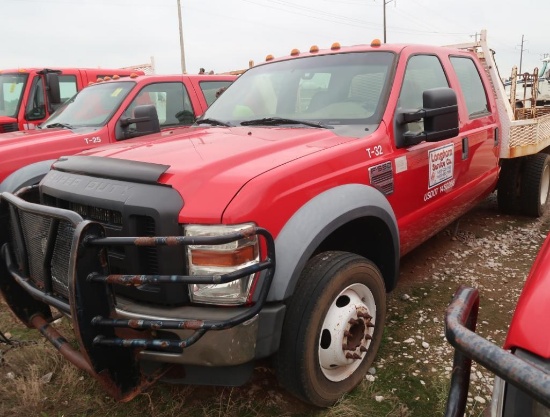 2008 Ford Single-Axle Crew Cab Flatbed Truck Model F-550 XL Super Duty, VIN 1FDAW56R88ED00143, 9 ft.