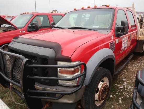 2008 Ford Single-Axle Crew Cab Flatbed Truck Model F-550 XL Super Duty, VIN 1FDAW56R68EE60747, 9 ft.