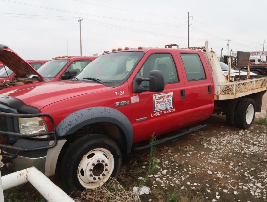 2007 Ford Single-Axle Crew Cab Flatbed Truck Model F-550 XL Super Duty, VIN 1FDAW56P97EA91914, 9 ft.