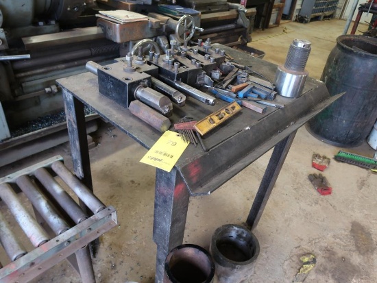 LOT: 24 in. x 36 in. Steel Table with Lathe Tooling & Holders