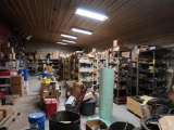 LOT: Contents of Parts Room including Filters, Fluids, Truck Parts, Bearings, Chain, Engine & Brake