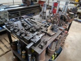 LOT: 31 in. x 60 in. Steel Work Bench with Lathe Tool Holders, Steel Parts