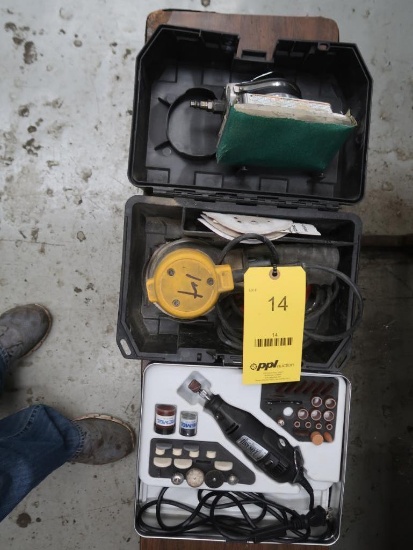 LOT: (1) Pneumatic Sander, (1) Dremel Kit, (1) Dewalt Palm Sander