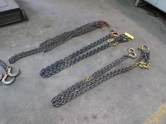 LOT: (3) 3/8 in. Adjustable 2-Leg Chain Slings