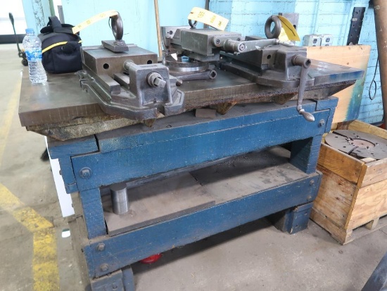 LOT: 30 in. x 60 in. Inspection Plate on Heavy Duty Wood Table