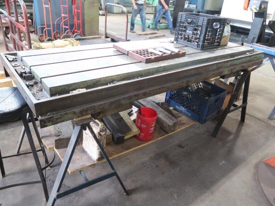 LOT: 33 in. x 91 in. T-Slot Machine Table on (2) Steel Horses