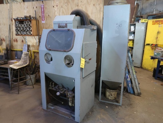 Pro Finish 2-Hole Reach-in Blast Cabinet Model PF2636, S/N 2028, with Dust Collector