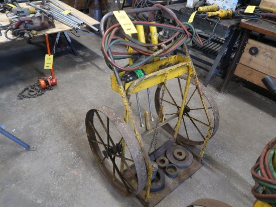 (1) Torch Cart with Hose, Torches, Regulators, Gauges & Heating Torches
