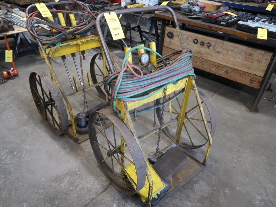 (1) Torch Cart with Hose, Torches, Regulators, Gauges & Heating Torches
