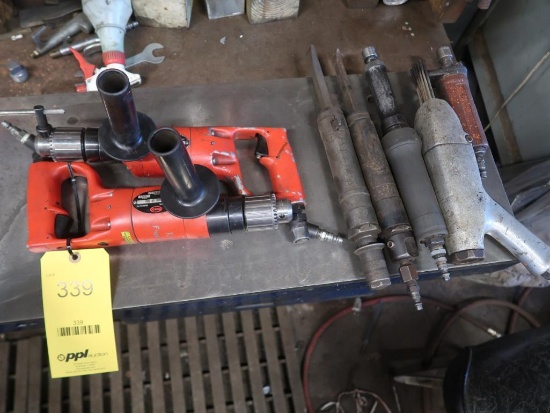 LOT: (2) Pneumatic Drills, (5) Assorted Pneumatic Scaling Tools