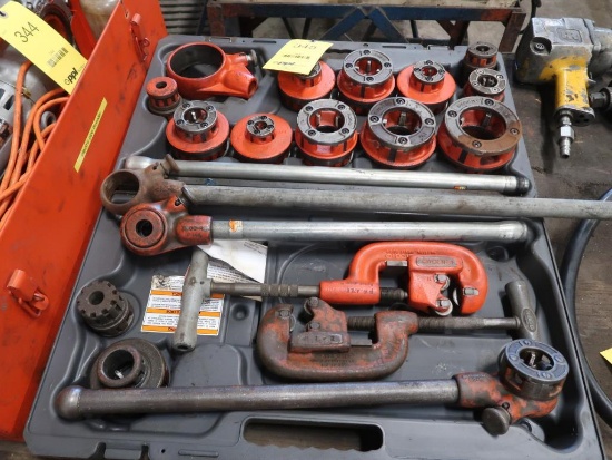LOT: (1) Hand Threading Set, (2) Pipe Cutters, Assorted Threading Handles
