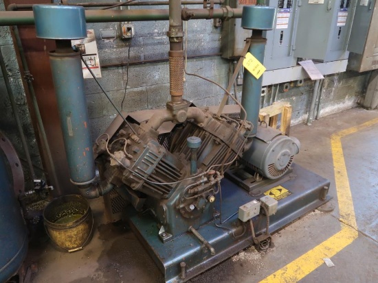 Quincy 25 HP Dual 2-Stage Skid Mounted Reciprocating Air Compressor, with Receiver Tank