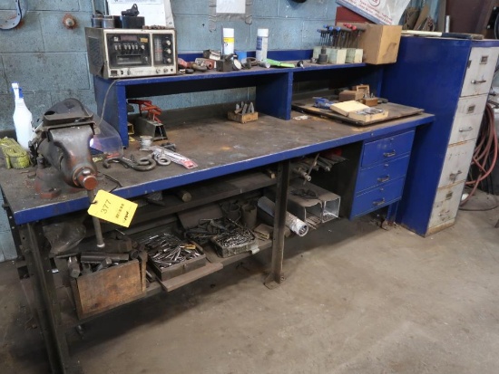 LOT: (1) Work Bench with Wilton 4-1/2 in. Vise, Assorted Taps & Drills, etc.