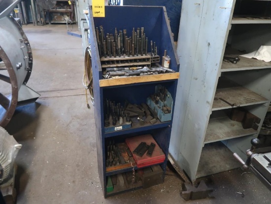 LOT: (1) Wood Shelf with Assorted Taper Drills & Hold Down Sets