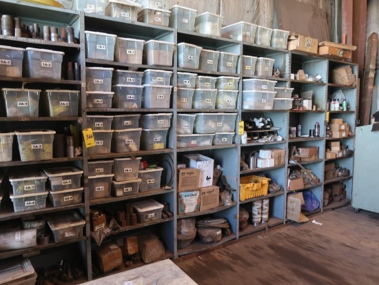 LOT: (1) 6-Section Steel Shelf Unit with Rotating Equipment Spare Parts