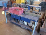 LOT: Work Bench with 5 in. Bench Vise, Assorted Chain, Eye Bolts, etc.