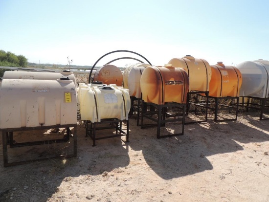 LOT: (10) Poly Tanks - (1) 535 Gallon, (2) 225 Gallon, (1) 220 Gallon, (3) 130 Gallon, (3) 65 Gallon