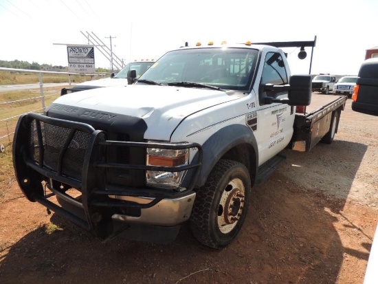 2008 Ford F550 XL SD Std. Cab 4x4 Winch Truck, 14 Ft. Flat Bed, 6.4 Power Stroke, 5 Spd.Trans, Vin #
