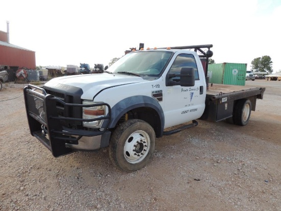 2008 Ford F550 XL SD Std. Cab, 4x4, 11 Ft. Flatbed Winch Truck, 6.4 Power Stroke, (Engine Hydro