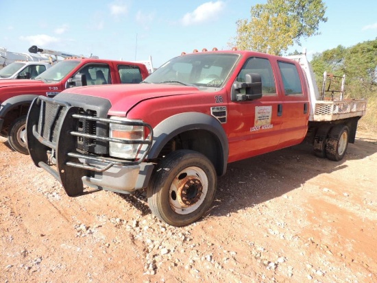 2008 Ford F550 XL SD Crew Cab 4x2, 9 Ft. Flat Bed, 6.4 Power Stroke, Auto Trans, Vin #