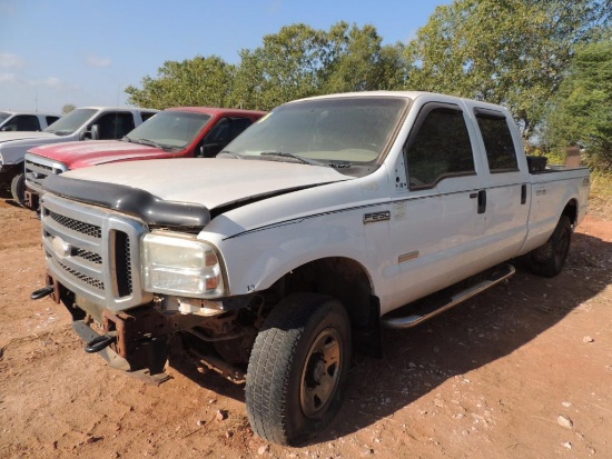 2007 Ford F250 XLT SD Crew Cab 4x4 Long Bed, No Motor and Trans, Vin # 1FTSW21P47EA74985 (T-013) NOT