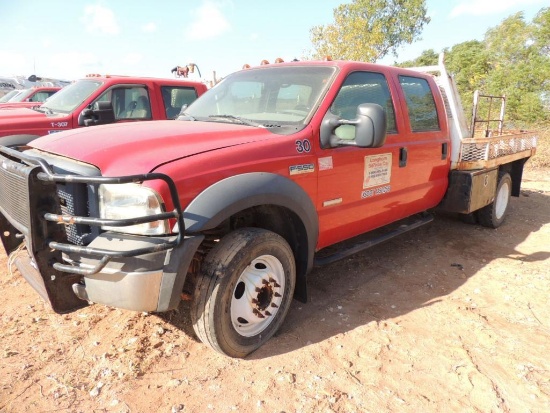 2006 Ford F550 XL SD Crew Cab 4x2, 6.0 Power Stroke, Auto Trans, 9 Ft. Flat bed, Vin #