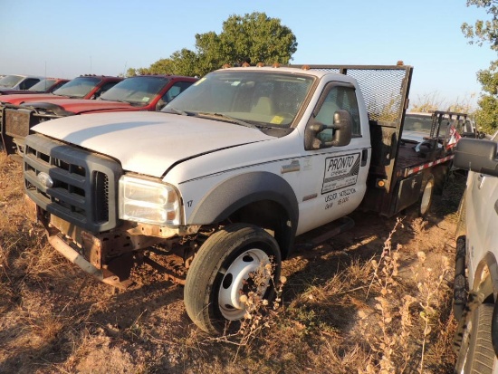 2006 FORD F550 Std. Cab 4x2, 12 Ft. Flat Bed, 6.0 Power Stroke, Auto Trans, Vin # 1FDAF56P26EA06538