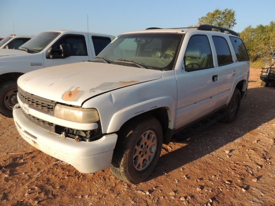 2002 Chevrolet Tahoe 4x4, 5.3 Gas, Auto Trans, Vin # 1GNEK13TX1R215143 (T-140) NOT IN SERVICE