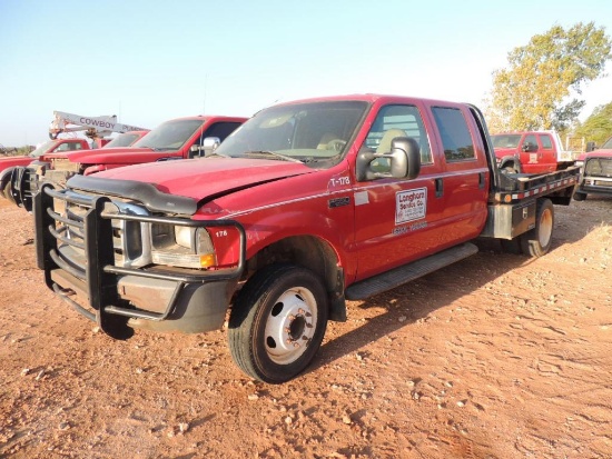 2001 FORD F550 XL SD Std. Cab 10 Ft Flatbed, 4x2, 7.3 Power Stroke, Auto Trans, Vin #