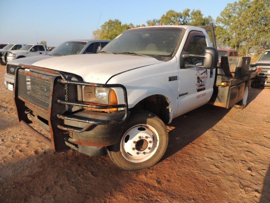 2001 FORD F550 XL SD Std. Cab 10 Ft Flatbed, 4x2, 7.3 Power Stroke, Auto Trans, Vin #