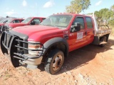 2008 Ford F550 XL SD Crew Cab 4x2, 9 Ft. Flat Bed, 6.4 Power Stroke, Auto Trans, Vin #