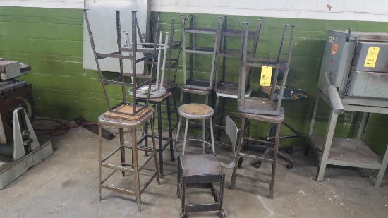 LOT: Cubby Hole Lockers, (14) Assorted Stools, Assorted Pipe Stands, LOCATI
