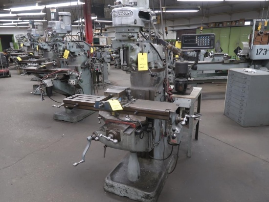 Bridgeport Vertical Mill, S/N 86240, 9 in. x 42 in. Work Table, DRO (#116),