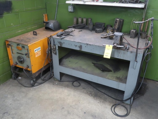 LOT: Airco 250 Amp Welder, Cables, TIG Torch, with 32 in. x 54 in. Heavy Du