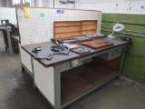 LOT: (3) 36 in. x 84 in. Steel Frame Wood Top Work Benches , LOCATION: TOOL