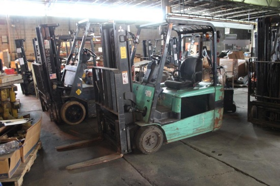 Mitsubishi Electric Forklift Model FB20KT, Side Shifter, 3750 lb. Capacity, Dual Mast 119 in. Reach,