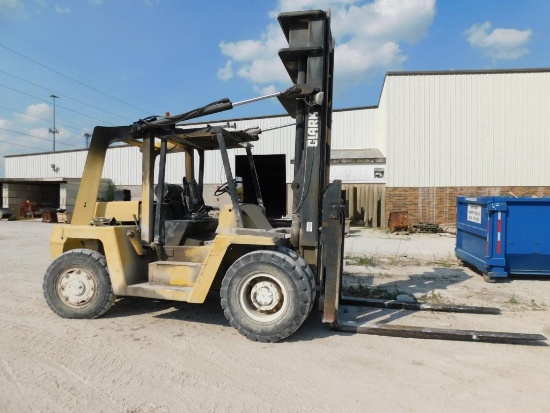 Clark 30,000 lb. Diesel Yard Forklift Model C500Y300D, S/N Y2235HT0019, Pneumatic Tires, Overhead