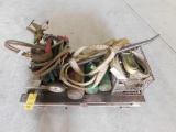 LOT: Small Torch Cart, (5) Tanks, & Crate of Assorted Strapping on (1) Pallet