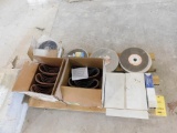 LOT: (2) Boxes 3 in. x 24 in. Sanding Belts, (4) Grinding Wheels, Pads, Wheel Dresser