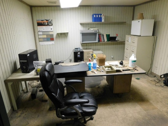 LOT: Contents of Offices: Desks, Chairs, File Cabinets, Monitors (NO TOWERS OR PRINTERS)